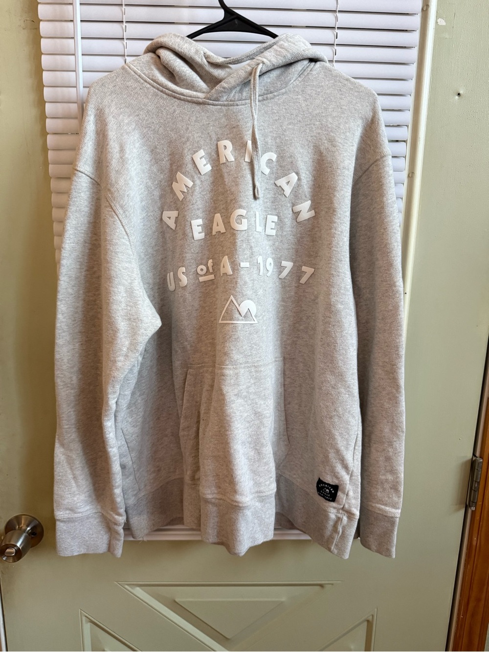 American Eagle Outfitters Men's Hooded Sweatshirt - Light Gray Size XL
